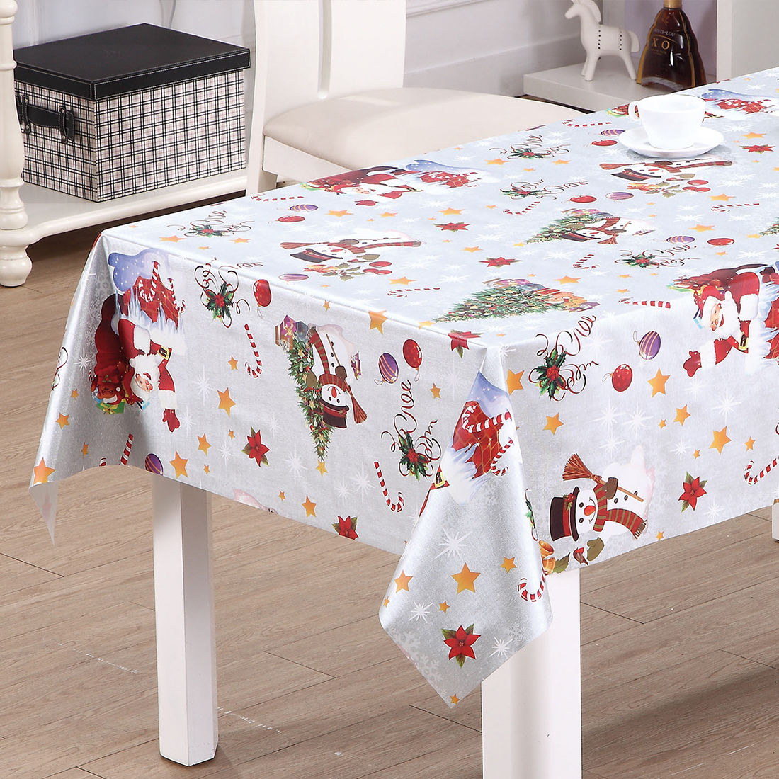جميل Santa PVC Tableoth لعيد الميلاد